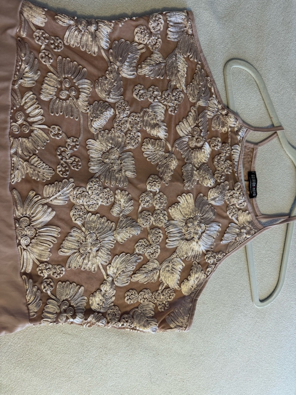 Fashion Nova Dusty Rose Floral Lace High-Neck Bodysuit - Picture 6 of 7